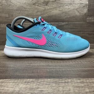 Nike Free RN Blue Pink Womens US Size 9 EUR 40.5 Running Shoes